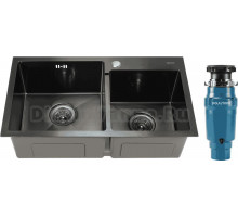 Комплект Мойка Melana S7240HB графит + Измельчитель Paulmark Intenso I-400