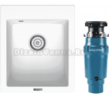 Комплект Мойка Point Динара 42 белая + Измельчитель Paulmark Intenso I-400