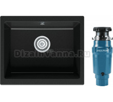 Комплект Мойка Point Сидли 55 черная + Измельчитель Paulmark Intenso I-400