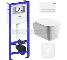 Комплект Унитаз подвесной безободковый Bell Pro Rimless 3301101R + Быстросъемное сиденье микролифт 33290100 + Система инсталляции для унитазов Relfix 38010010 + Кнопка смыва Relfix 3805001C хром