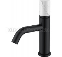 Смеситель для раковины Boheme Stick 121-B-MR-W черный, белый мрамор Смеситель для раковины Boheme Stick 121-B-MR-W черный, белый мрамор