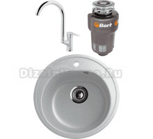 Комплект Мойка Ulgran U-101 -310 серая + Смеситель MEGA Snow MG-SH03 хром + Измельчитель Bort Titan Max Power FullControl