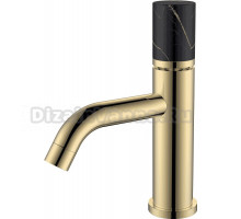Смеситель для раковины Boheme Stick 121-G-MR-B золотой, мрамор черный