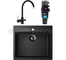 Комплект Мойка Ulgran U-104 -308 черная + Смеситель Domaci Солерно DC-3007 морион + Измельчитель Bort Titan 7000