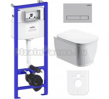 Комплект Унитаз подвесной безободковый Bell Pro Rimless 3301101R + Быстросъемное сиденье микролифт 33290100 + Система инсталляции для унитазов Relfix 38010010 + Кнопка смыва Relfix 380501MC матовая хром