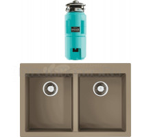 Комплект Мойка Omoikiri Bosen 80-2-SA бежевая + Измельчитель Nagare slim 1250-AZ azur blue