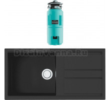Комплект Мойка Omoikiri Kitagawa 100 графит + Измельчитель Nagare slim 1250-AZ azur blue