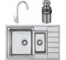 Комплект Мойка Seaman Eco Roma SMR-7850B без отверстий + Смеситель Barcelone SSL-5226 water polish + Измельчитель Bort Titan 4000 Plus