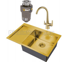Комплект Мойка Steel Hammer SH 7851-R BRONZE бронза + Смеситель SH 819 BRONZE + Измельчитель Bort Titan Max Power FullControl