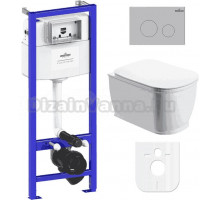Комплект Унитаз подвесной безободковый Bell Pro Rimless 3301101R + Быстросъемное сиденье микролифт 33290100 + Система инсталляции для унитазов Relfix 38010010 + Кнопка смыва Relfix 380502MC матовый хром