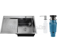 Комплект Мойка РМС MRK-7851BL-R c дозатором, графит + Измельчитель Paulmark Intenso I-400