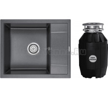 Комплект Мойка Paulmark Flugen 50-600 PM216050-DG графит + Измельчитель Bone Crusher BC 810-AS