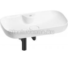 Накладная раковина Wellsee Croquis 2.0 201001097 70, с сифоном и выпуском, глянцевый белый, матовый черный