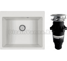 Комплект Мойка Paulmark Kante 60 PM106052-WH белый + Измельчитель Bone Crusher BC 810-SL Slim Line