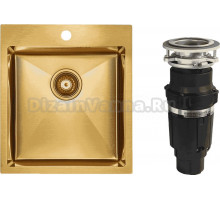Комплект Мойка Paulmark Kroner PM214551-BG брашированное золото + Измельчитель Bone Crusher BC 610-AS