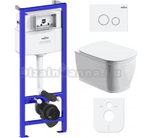 Комплект Унитаз подвесной безободковый Bell Pro Rimless 3301101R + Быстросъемное сиденье микролифт 33290100 + Система инсталляции для унитазов Relfix 38010010 + Кнопка смыва Relfix 3805004W белая, хром