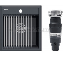 Комплект Мойка Paulmark Stepia + Step PM114651-AN+R375-BS антрацит + Измельчитель Bone Crusher BC 910-SL-Slim Line