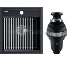 Комплект Мойка Paulmark Stepia + Step PM114651-BLM+R375-BS черный металлик + Измельчитель Bone Crusher BC 1000-AS