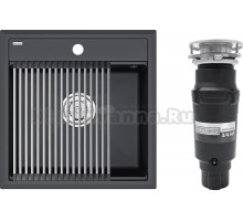 Комплект Мойка Paulmark Stepia + Step PM115051-AN+R375-BS антрацит + Измельчитель Bone Crusher BC 910-SL-Slim Line