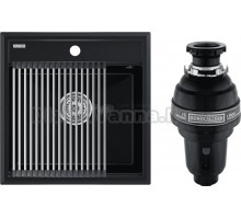 Комплект Мойка Paulmark Stepia + Step PM115051-BLM+R375-BS черный металлик + Измельчитель Bone Crusher BC 1000-AS
