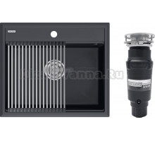 Комплект Мойка Paulmark Stepia + Step PM115951-AN+R375-BS антрацит + Измельчитель Bone Crusher BC 910-SL-Slim Line