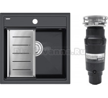 Комплект Мойка Paulmark Stepia PM115051-AN+A375-BS с коландером, антрацит + Измельчитель Bone Crusher BC 910-SL-Slim Line