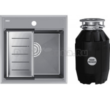 Комплект Мойка Paulmark Stepia PM115051-GRM+A375-BS с коландером, серый металлик + Измельчитель Bone Crusher BC 810-AS
