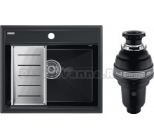 Комплект Мойка Paulmark Stepia PM115951-BLM+A375-BS с коландером, черный металлик + Измельчитель Bone Crusher BC 1000-AS