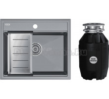 Комплект Мойка Paulmark Stepia PM115951-GRM+A375-BS с коландером, серый металлик + Измельчитель Bone Crusher BC 810-AS