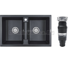 Комплект Мойка Paulmark Tandem 80/2PM238150-BLM черный металлик + Измельчитель Bone Crusher BC 910-SL-Slim Line