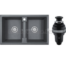 Комплект Мойка Paulmark Tandem 80/2PM238150-DG графит + Измельчитель Bone Crusher BC 1000-AS