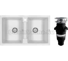 Комплект Мойка Paulmark Tandem 80/2PM238150-WH белая + Измельчитель Bone Crusher BC 810-SL Slim Line