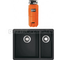 Комплект Мойка Omoikiri Kata 55-2-U-BL черная + Измельчитель Nagare slim 1250