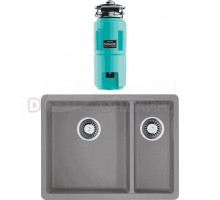 Комплект Мойка Omoikiri Kata 55-2-U-GR leningrad grey + Измельчитель Nagare slim 1250-AZ azur blue