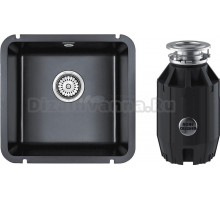 Комплект Мойка Paulmark Unter 50 PM204543-BL черная + Измельчитель Bone Crusher BC 910-AS