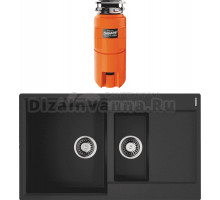 Комплект Мойка Omoikiri Daisen 86-2 черная + Измельчитель Nagare slim 1250