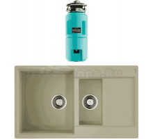 Комплект Мойка Omoikiri Daisen 86-2-BE ваниль + Измельчитель Nagare slim 1250-AZ azur blue