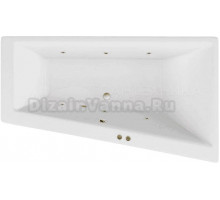 Акриловая ванна Excellent Sfera Slim Soft R 170x100 см, угловая, правая, пристенная, с гидромассажем, белая, асимметричная, с каркасом, со сливом-переливом, фурнитура бронза
