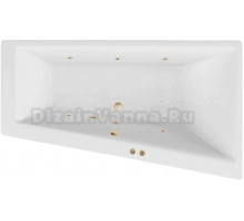 Акриловая ванна Excellent Sfera Slim Soft R 170x100 см, угловая, правая, пристенная, с гидромассажем, белая, асимметричная, с каркасом, со сливом-переливом, фурнитура золото
