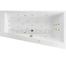 Акриловая ванна Excellent Sfera Slim Ultra R 170x100 см, угловая, правая, пристенная, с гидромассажем, белая, асимметричная, с каркасом, со сливом-переливом, фурнитура золото