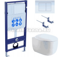 Комплект Унитаз подвесной AQUATEK Альтаир AQ1980-00 безободковый, с микролифтом + Инсталляция Standard INS-0000012 + Комплект креплений KKI-0000002 + Кнопка KDI-0000009 белая