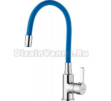 Смеситель для кухни Ledeme Rainbow L4898-6 с гибким изливом, хром, синий
