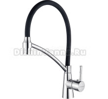Смеситель для кухни Ledeme L4399-2 с гибким изливом, хром, черный
