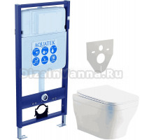Комплект Унитаз подвесной AQUATEK Амадео AQ1180-00 безободковый, с микролифтом + Инсталляция Standard INS-0000012