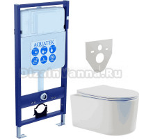 Комплект Унитаз подвесной AQUATEK Мия AQ2004-00 безободковый, с микролифтом + Инсталляция Standard INS-0000012