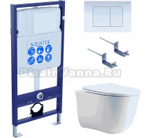 Комплект Унитаз подвесной AQUATEK Классик AQ1112-00 безободковый, с микролифтом + Инсталляция Standard INS-0000012 + Комплект креплений KKI-0000002 + Кнопка KDI-0000009 белая