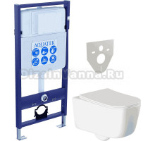 Комплект Унитаз подвесной AQUATEK Лугано AQ2002-00 безободковый, с микролифтом + Инсталляция Standard INS-0000012