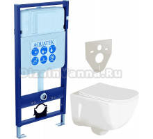 Комплект Унитаз подвесной AQUATEK Дива AQ2012-00 безободковый, с микролифтом + Инсталляция Standard INS-0000012
