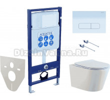 Комплект Унитаз подвесной AQUATEK Вега AQ1905-00 безободковый, с микролифтом + Инсталляция Standard INS-0000012 + Комплект креплений KKI-0000001 + Кнопка KDI-0000013 белая