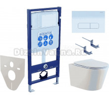 Комплект Унитаз подвесной AQUATEK Вега AQ1905-00 безободковый, с микролифтом + Инсталляция Standard INS-0000012 + Комплект креплений KKI-0000002 + Кнопка KDI-0000013 белая